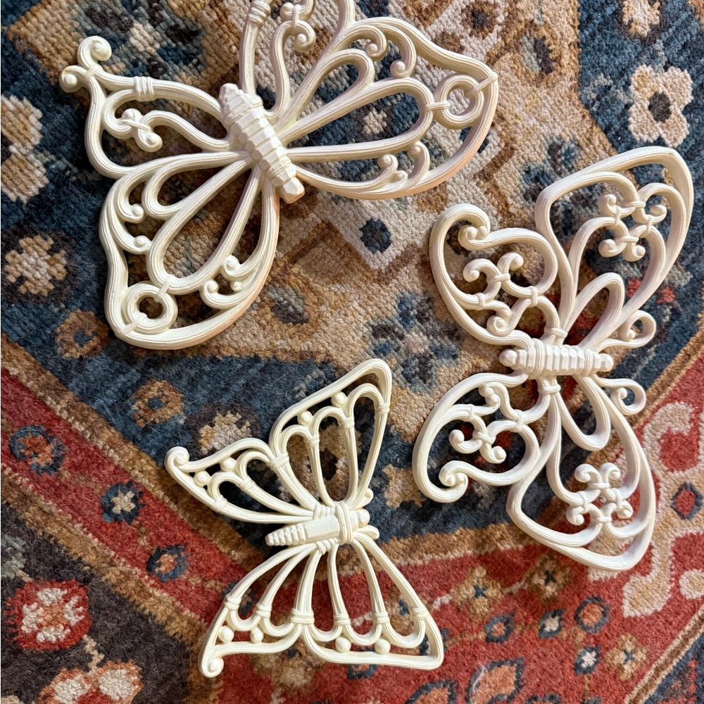Vintage Syroco Butterfly Wall Hangings (Set of Three)